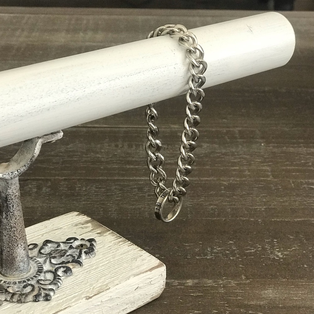Silver Chain Bracelet with Hope Message Ring Charm
